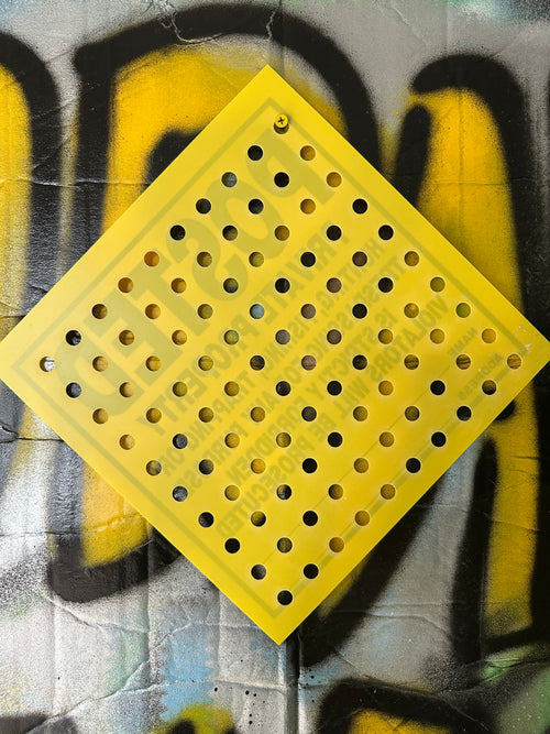 Cut Cut Boom Small Circles v1 10x10 laser cut stencil with small circular cutouts